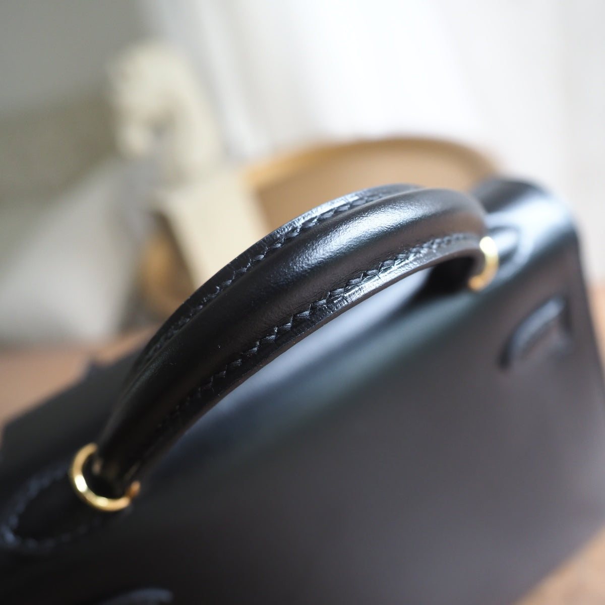 Hermes Mini Kelly 19cm 89/黑色/Noir Box leather Gold hardware
