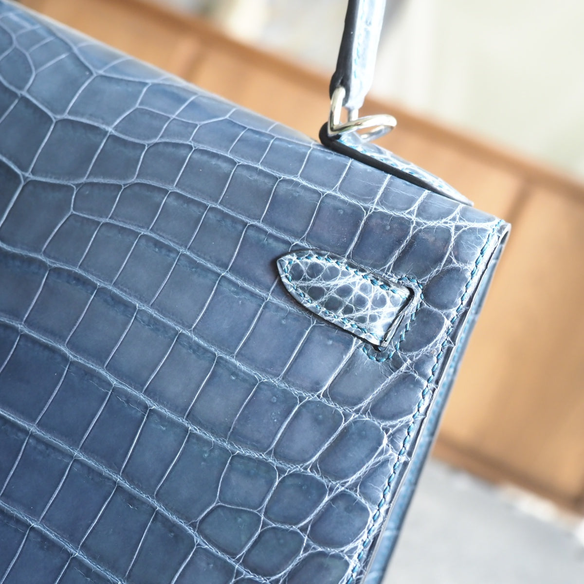 Hermes Kelly 25cm N7/风暴蓝/Blue tempete Crocodile leather Palladium hardware