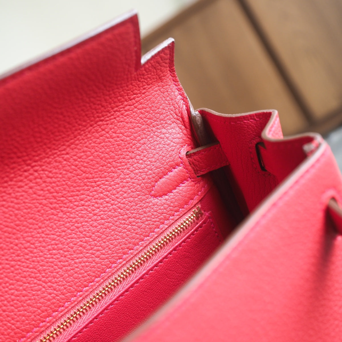 Hermes Kelly 25cm S5/番茄红/Rouge Tomato Togo leather Gold hardware