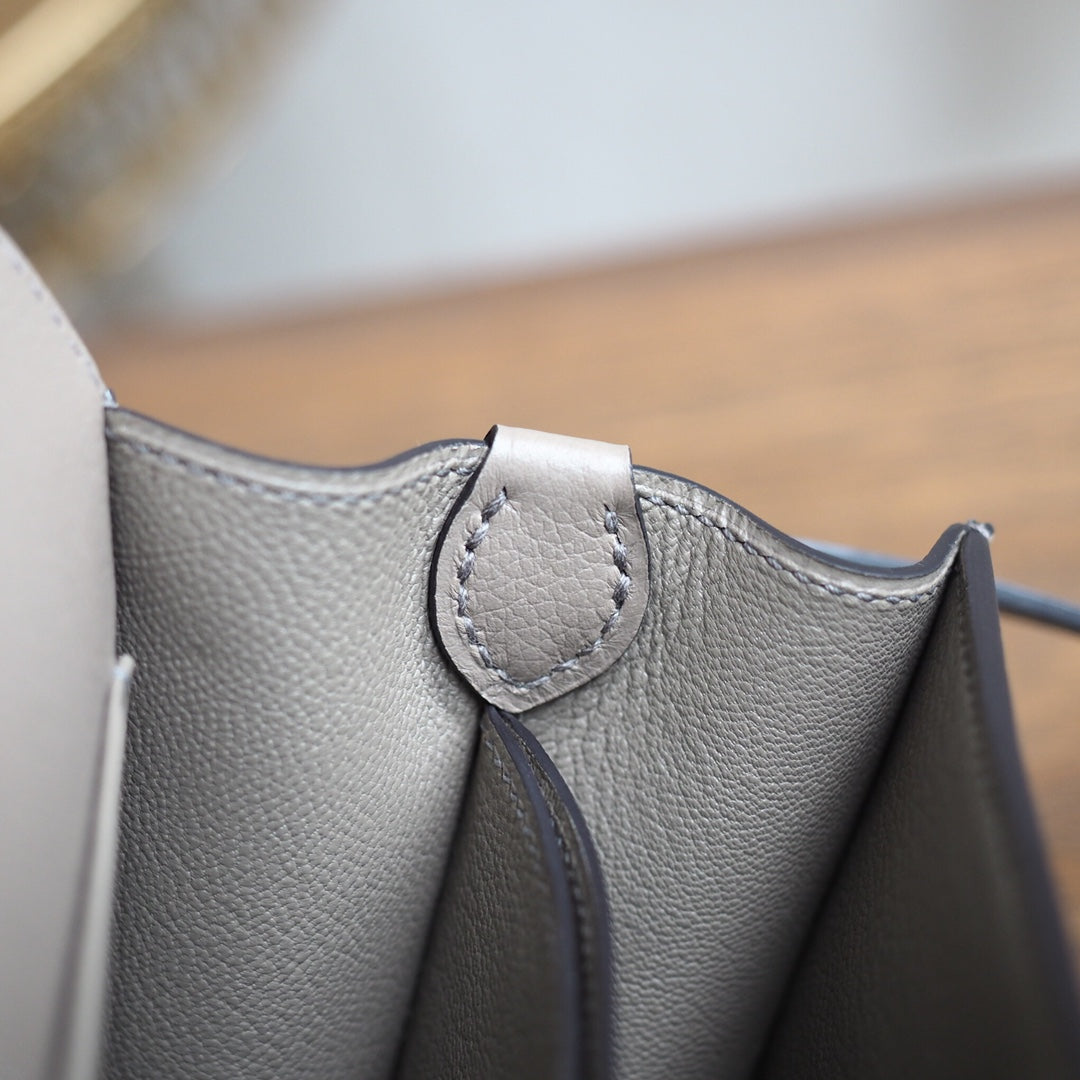 Hermes Roulis 23cm M8/沥青灰/Gris AsPhalte Evercolor leather Palladium hardware