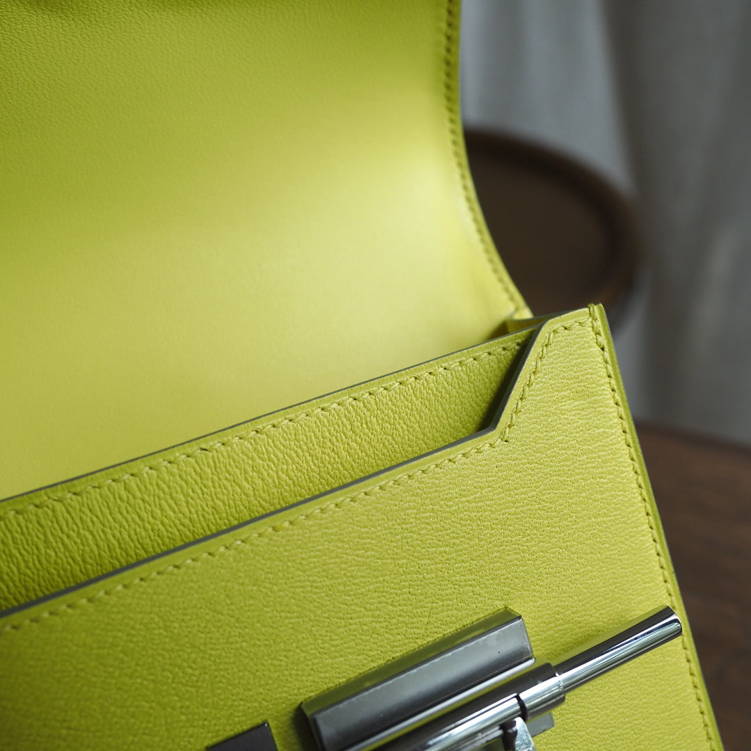Hermes Verrou 19cm 9R/柠檬黄/Lime Chevre leather Palladium hardware