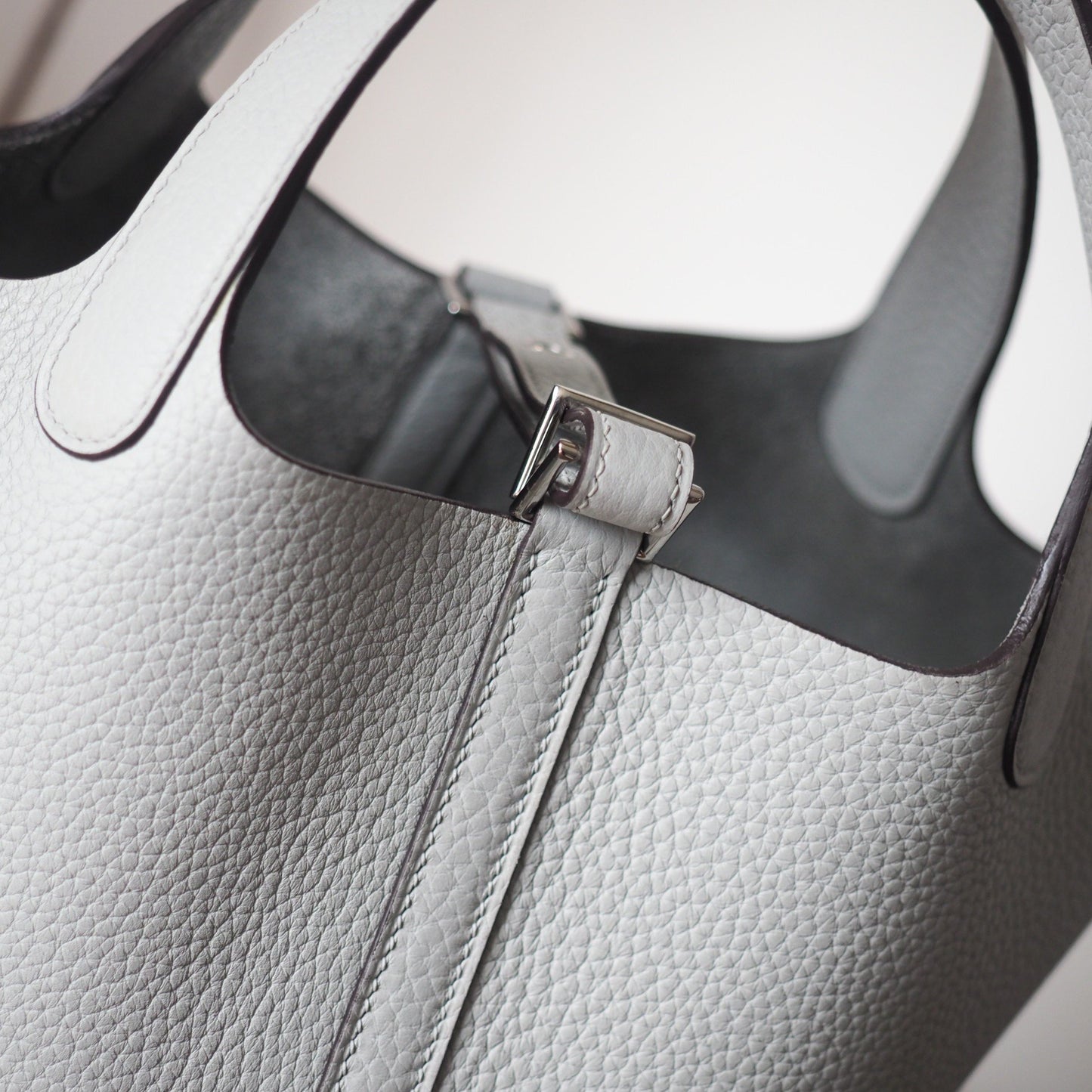 Hermes Picotin 18cm 80/珍珠灰/Gris Perle Clemence leather Palladium hardware