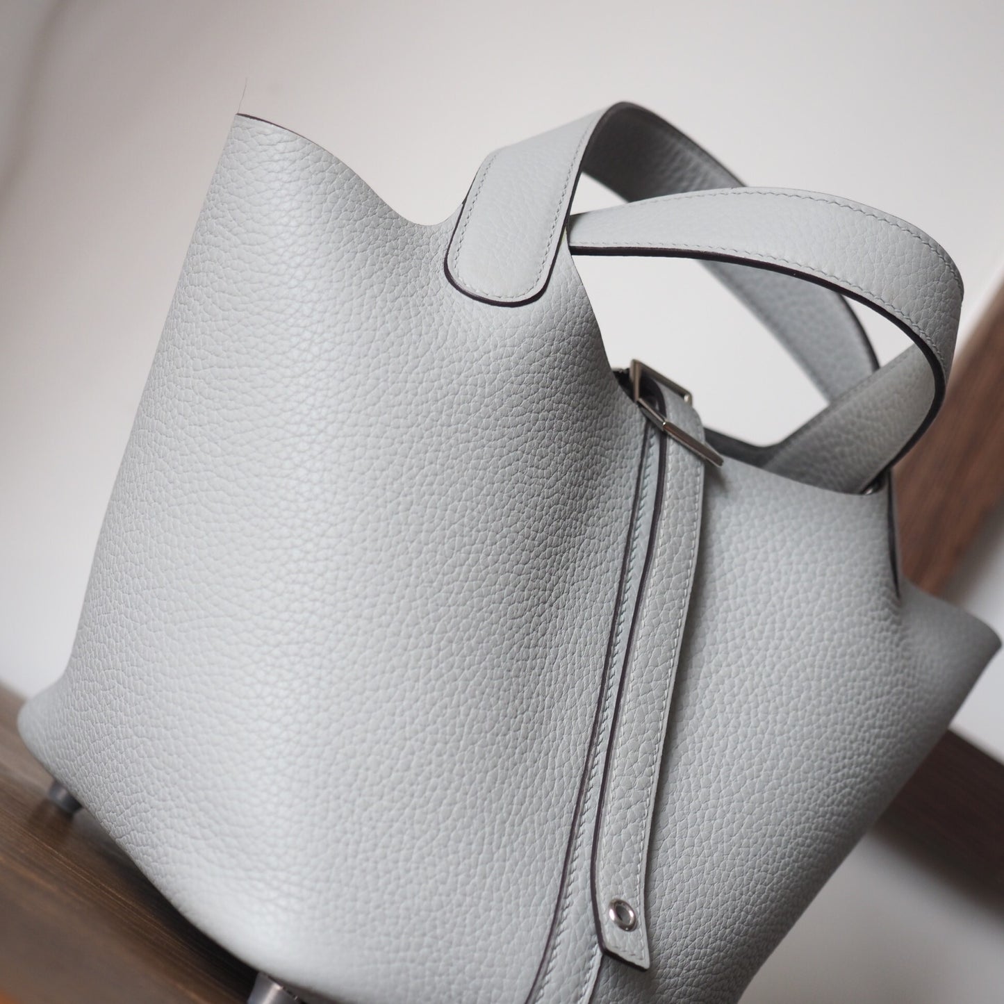 Hermes Picotin 18cm 80/珍珠灰/Gris Perle Clemence leather Palladium hardware