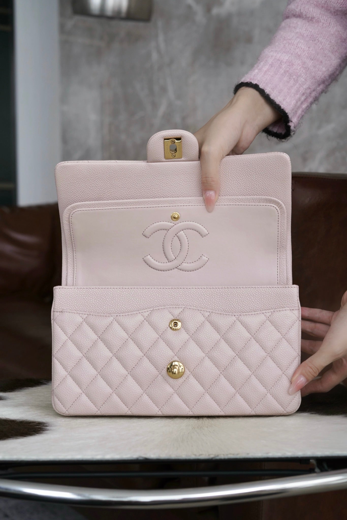 CHANEL 𝐂𝐥𝐚𝐬𝐬𝐢𝐜 𝐅𝐥𝐚𝐩 中号经典口盖包 樱花粉🌸