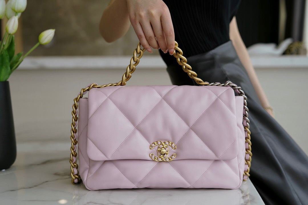 CHANEL 19bag 20/21春夏新色☻樱花粉 中号