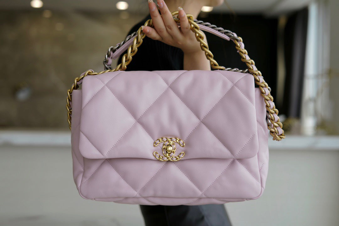 CHANEL 19bag 20/21春夏新色☻樱花粉 中号