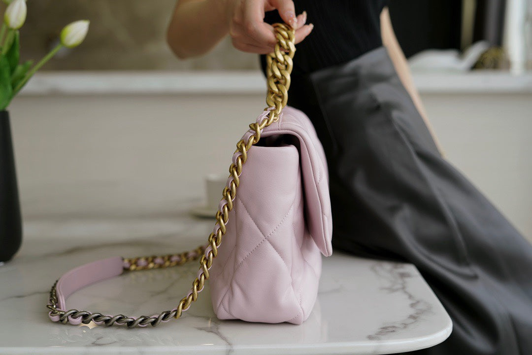 CHANEL 19bag 20/21春夏新色☻樱花粉 中号
