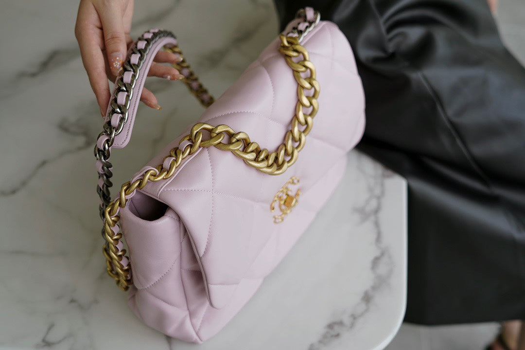 CHANEL 19bag 20/21春夏新色☻樱花粉 中号