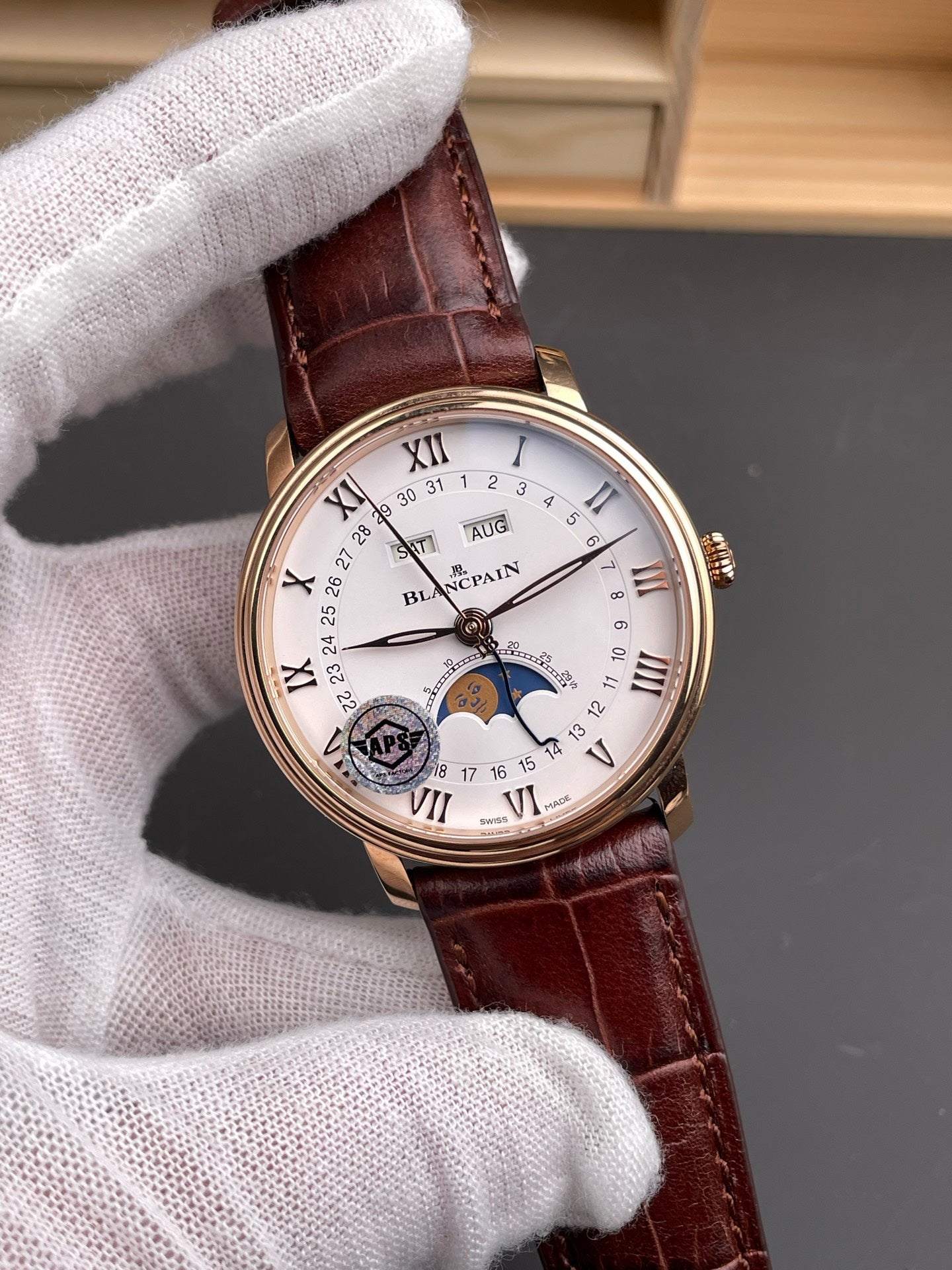 Blancpain 宝珀6654 玫金/40mm/星期日历月相月历显示