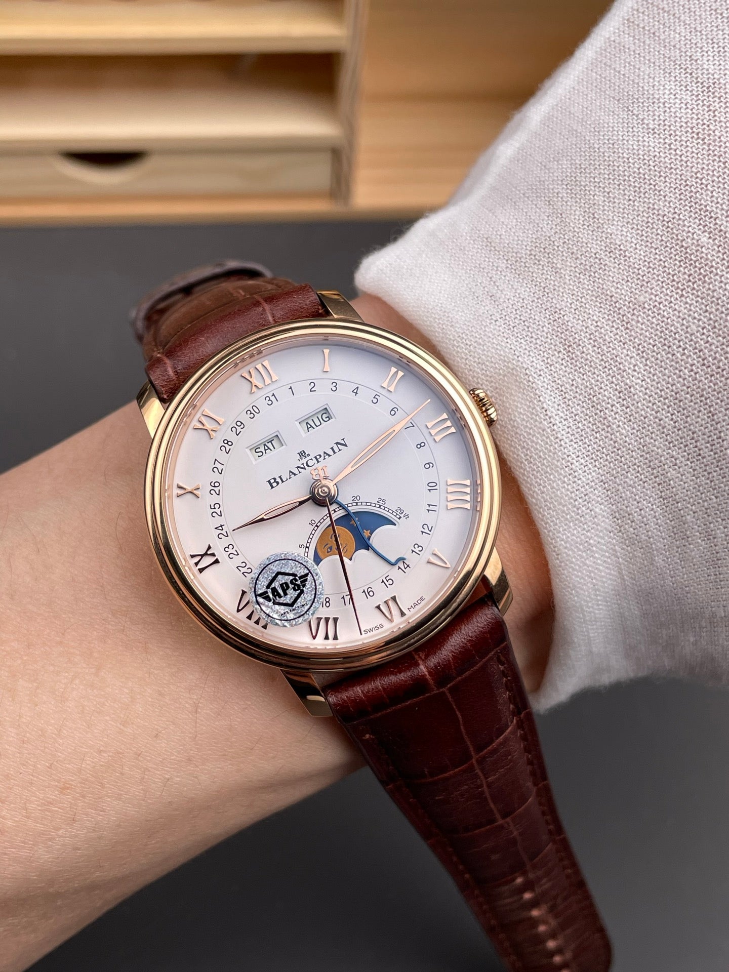 Blancpain 宝珀6654 玫金/40mm/星期日历月相月历显示