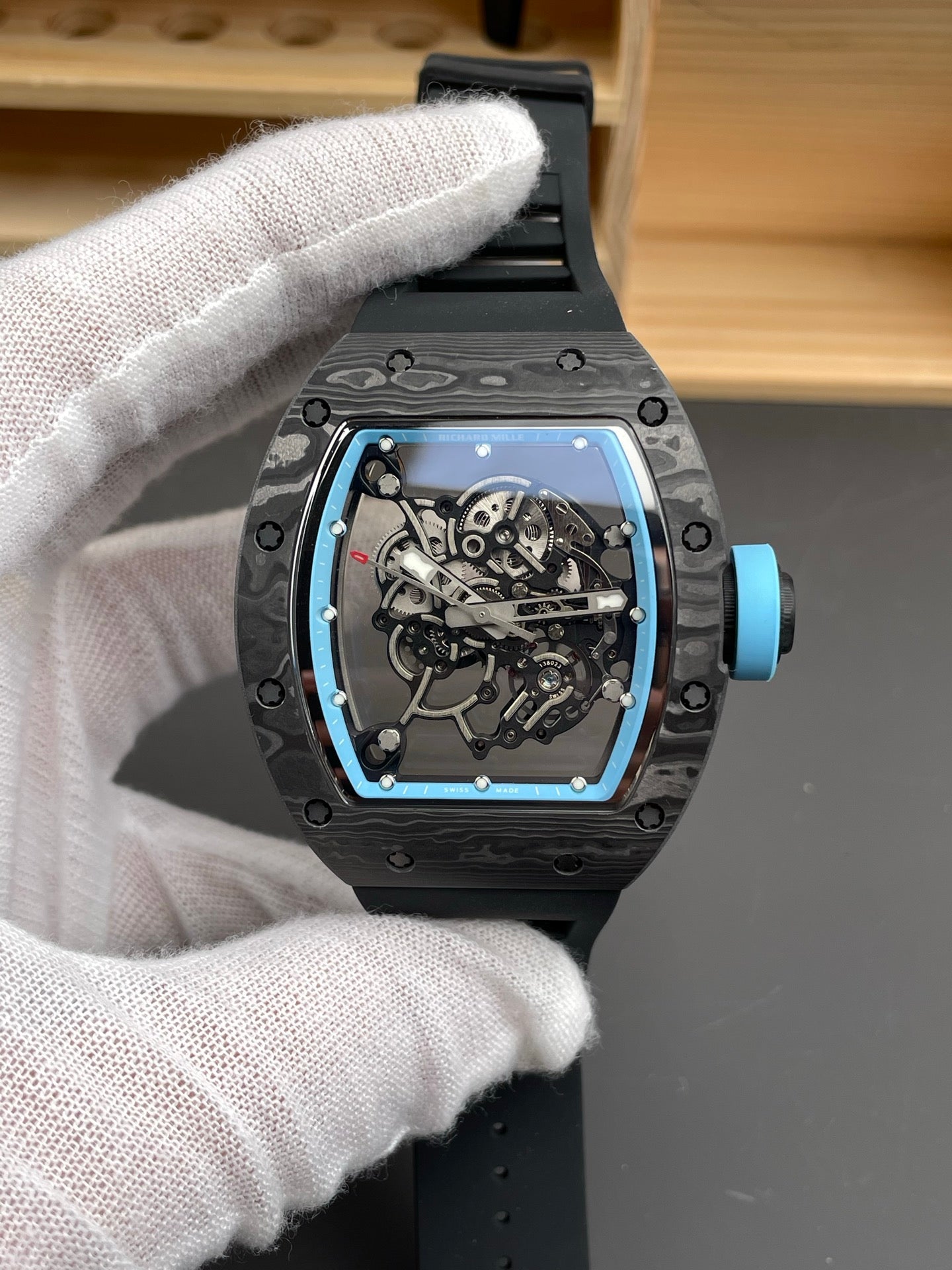 Richard watch RM055 碳纤维蓝/49.9x42.07mm/RMUL2机