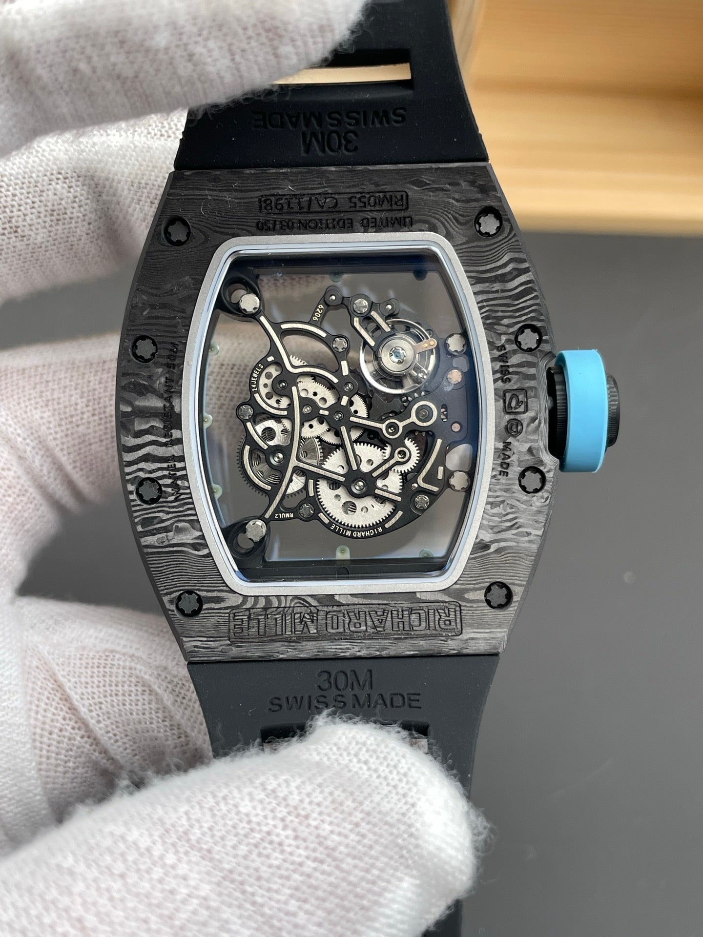 Richard watch RM055 碳纤维蓝/49.9x42.07mm/RMUL2机