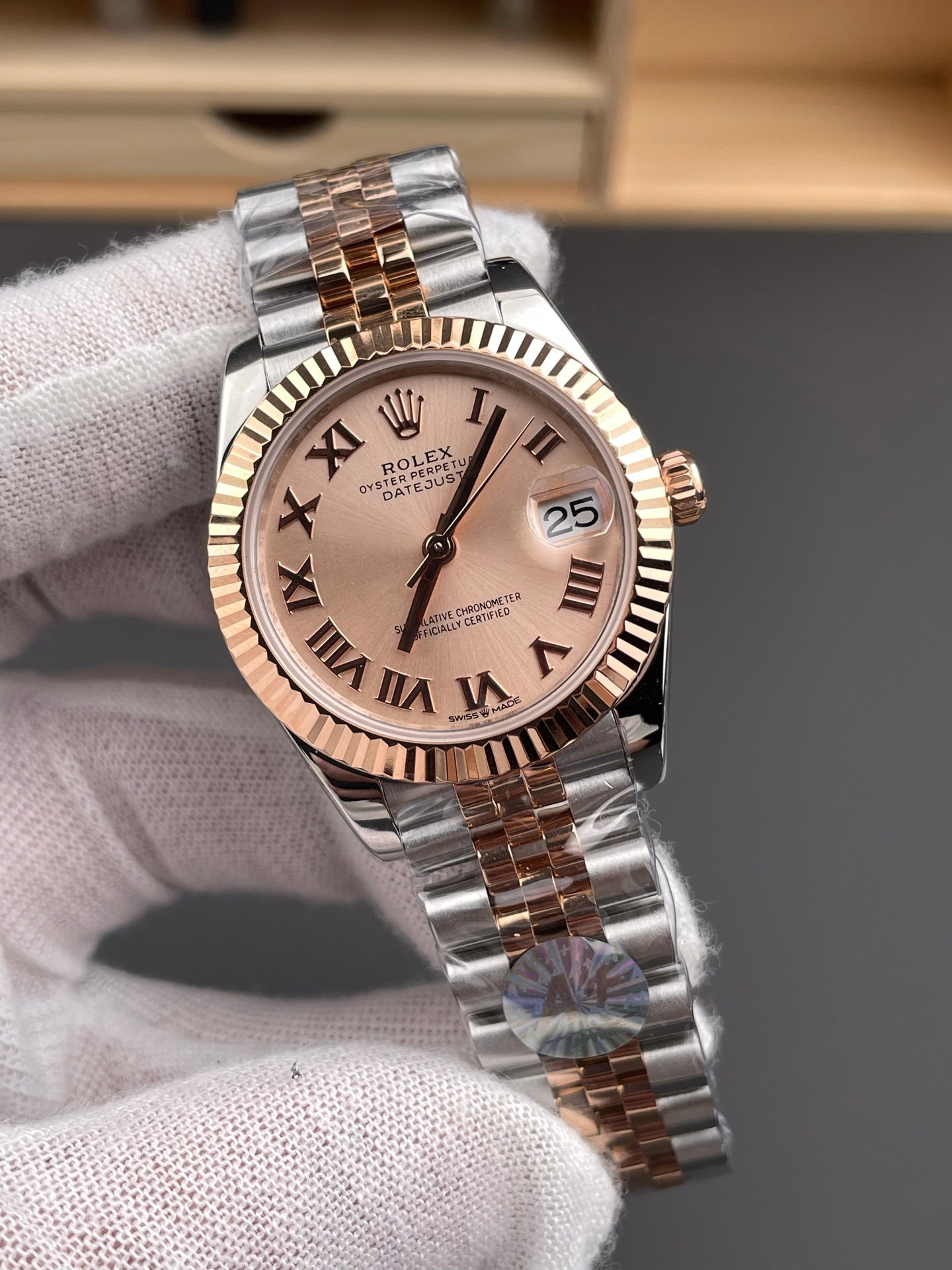 Rolex 间玫金日志 香槟罗马/31mm/2236机