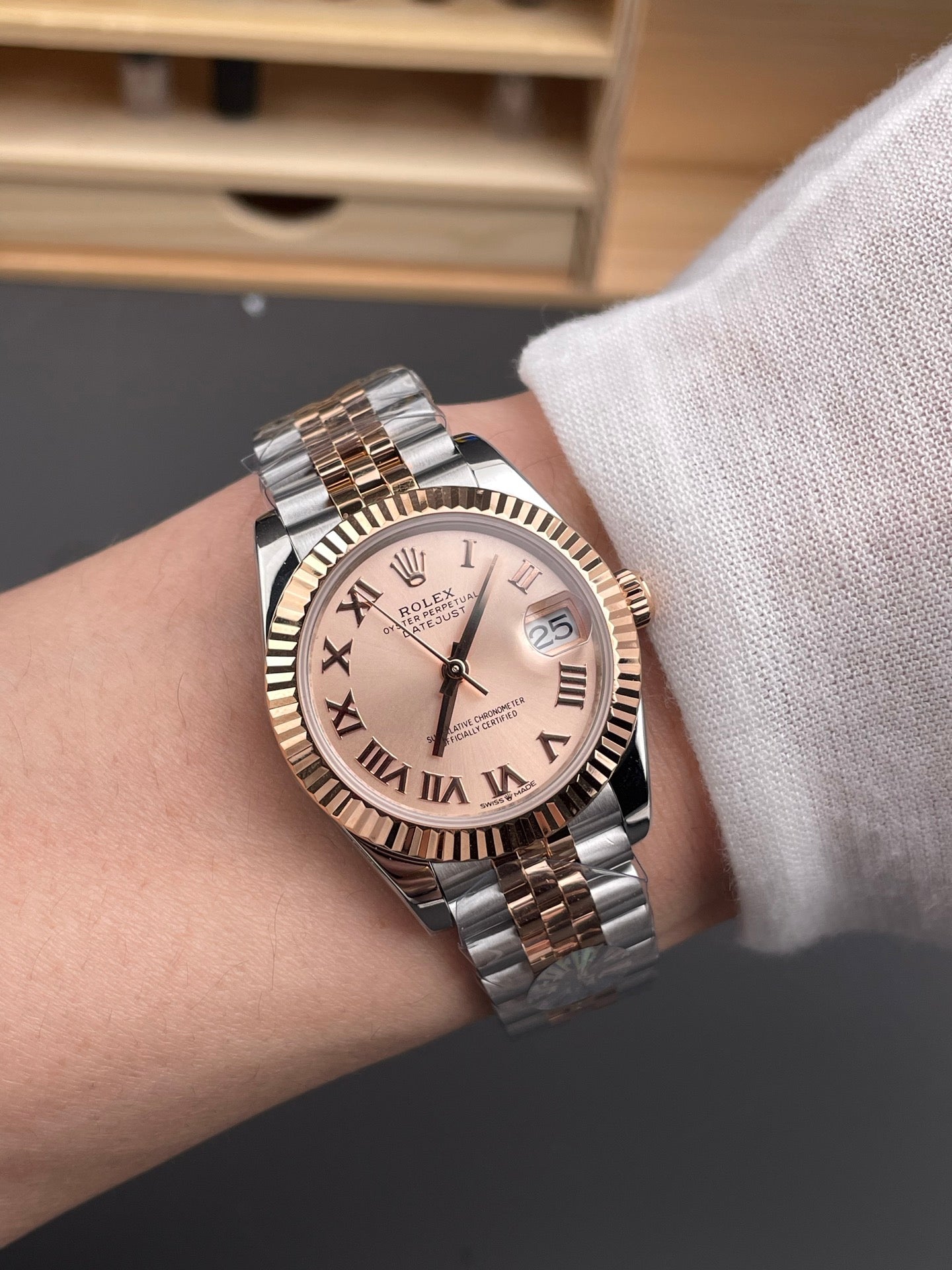 Rolex 间玫金日志 香槟罗马/31mm/2236机