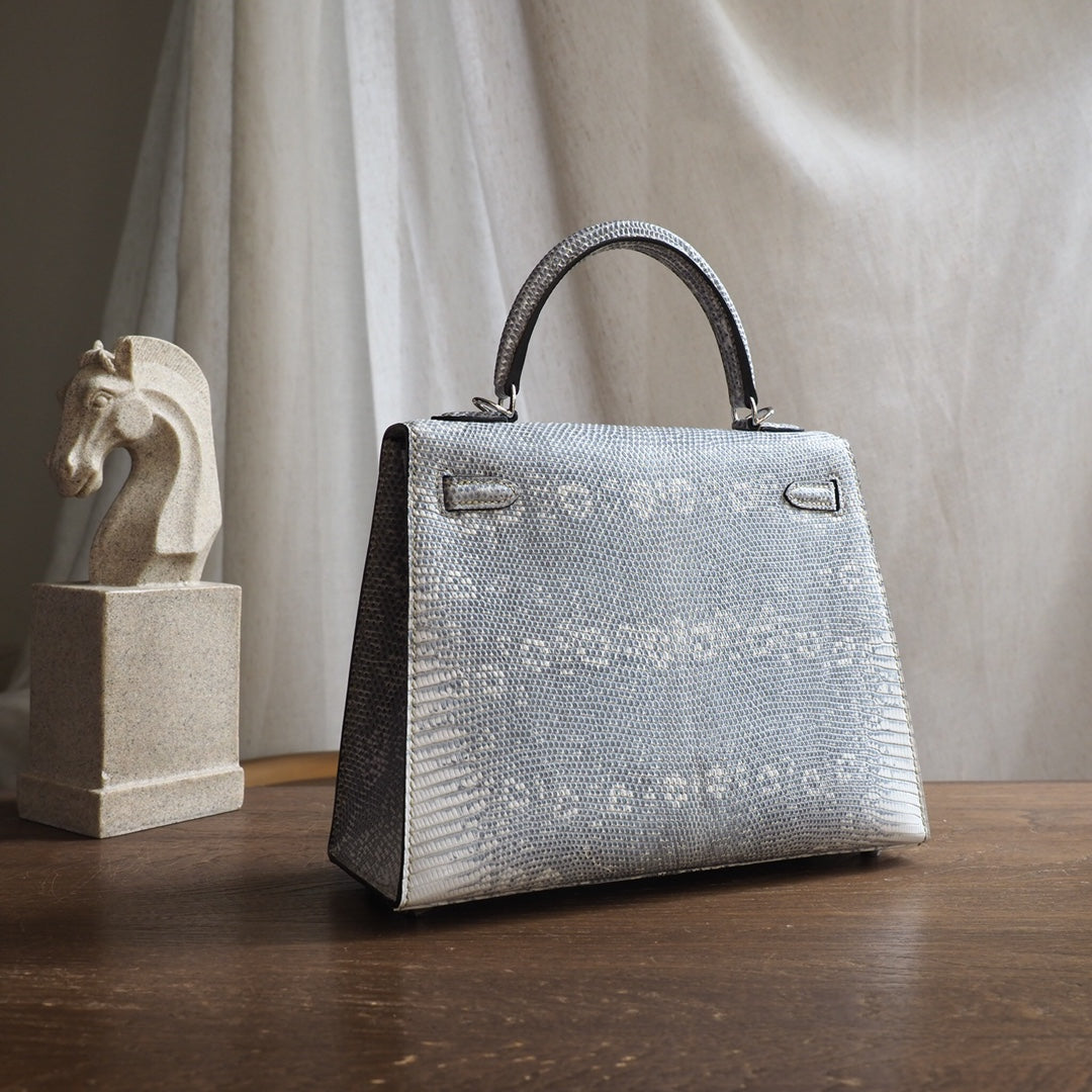 Hermes Kelly 25cm 1B/原色蜥蜴/Ombre Lizard leather Palladium hardware