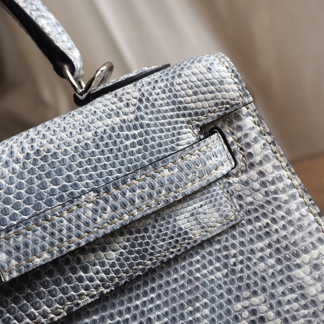 Hermes Kelly 25cm 1B/原色蜥蜴/Ombre Lizard leather Palladium hardware