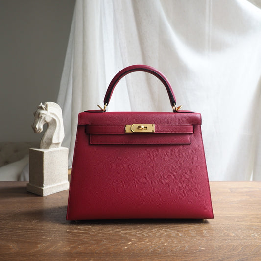 Hermes Kelly 25cm K1/石榴红/Rouge Grenat Epsom leather Gold hardware