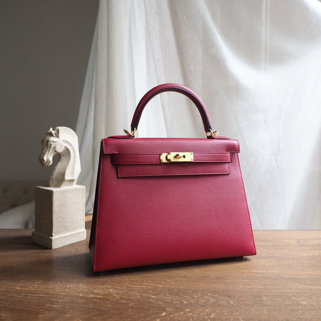 Hermes Kelly 25cm K1/石榴红/Rouge Grenat Epsom leather Gold hardware