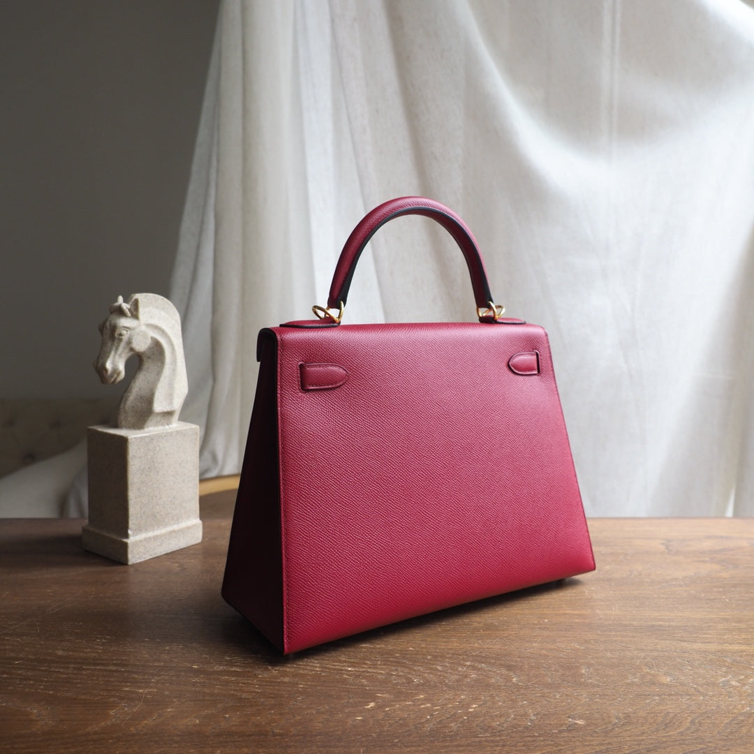 Hermes Kelly 25cm K1/石榴红/Rouge Grenat Epsom leather Gold hardware