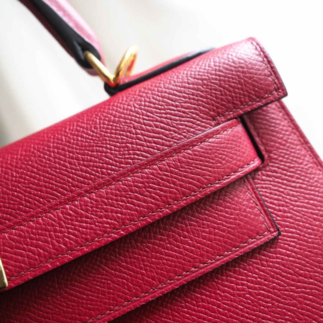 Hermes Kelly 25cm K1/石榴红/Rouge Grenat Epsom leather Gold hardware