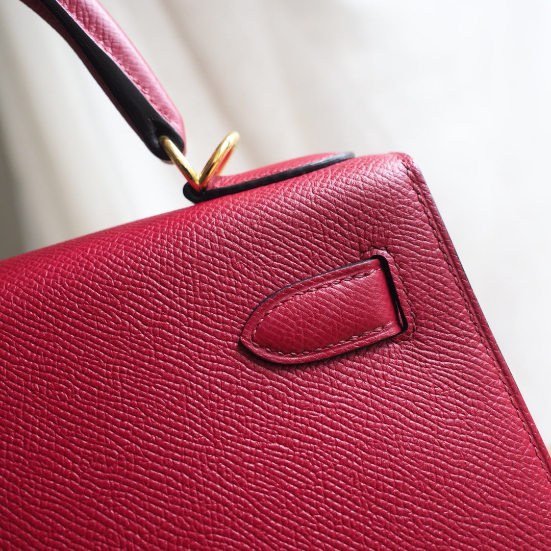 Hermes Kelly 25cm K1/石榴红/Rouge Grenat Epsom leather Gold hardware