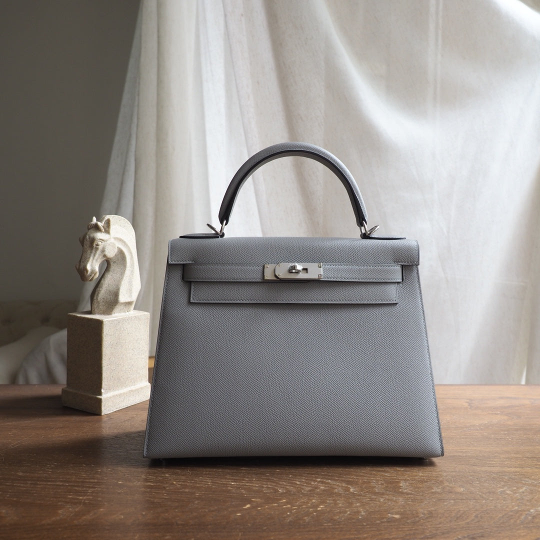 Hermes Kelly 28cm 4Z/海鸥灰/Gris mouette Epsom leather Palladium hardware