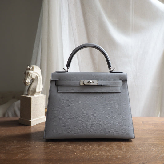 Hermes Kelly 28cm 4Z/海鸥灰/Gris mouette Epsom leather Palladium hardware