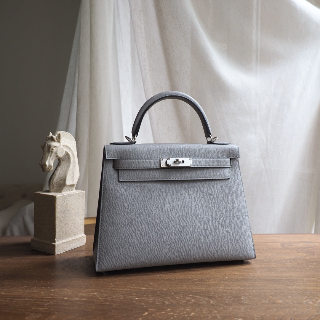 Hermes Kelly 28cm 4Z/海鸥灰/Gris mouette Epsom leather Palladium hardware