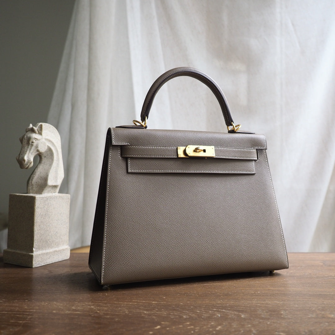 Hermes Kelly 28cm 18/大象灰/EtouPe Epsom leather Gold hardware