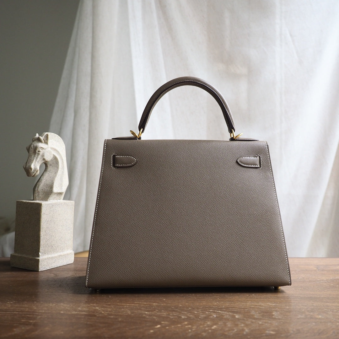 Hermes Kelly 28cm 18/大象灰/EtouPe Epsom leather Gold hardware