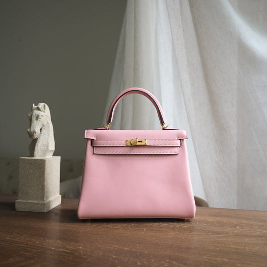 Hermes Kelly 25cm 3Q/樱花粉/Rose Sakura Swift leather Gold hardware