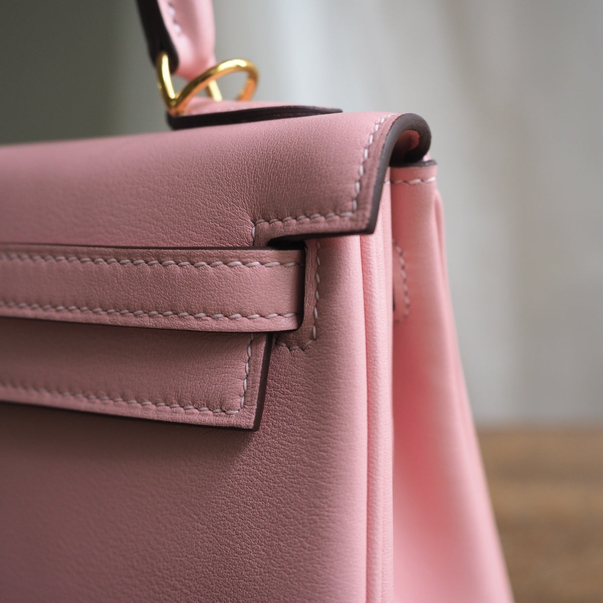 Hermes Kelly 25cm 3Q/樱花粉/Rose Sakura Swift leather Gold hardware