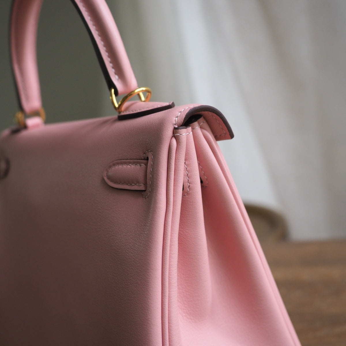 Hermes Kelly 25cm 3Q/樱花粉/Rose Sakura Swift leather Gold hardware