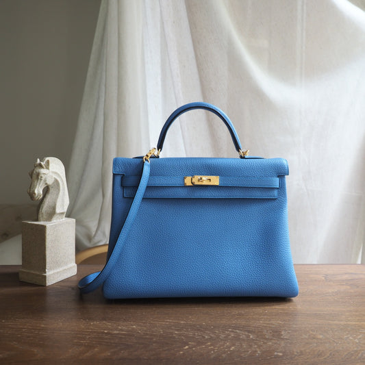 Hermes Kelly 35cm 2T/天堂蓝/Blue paradise Togo leather Gold hardware