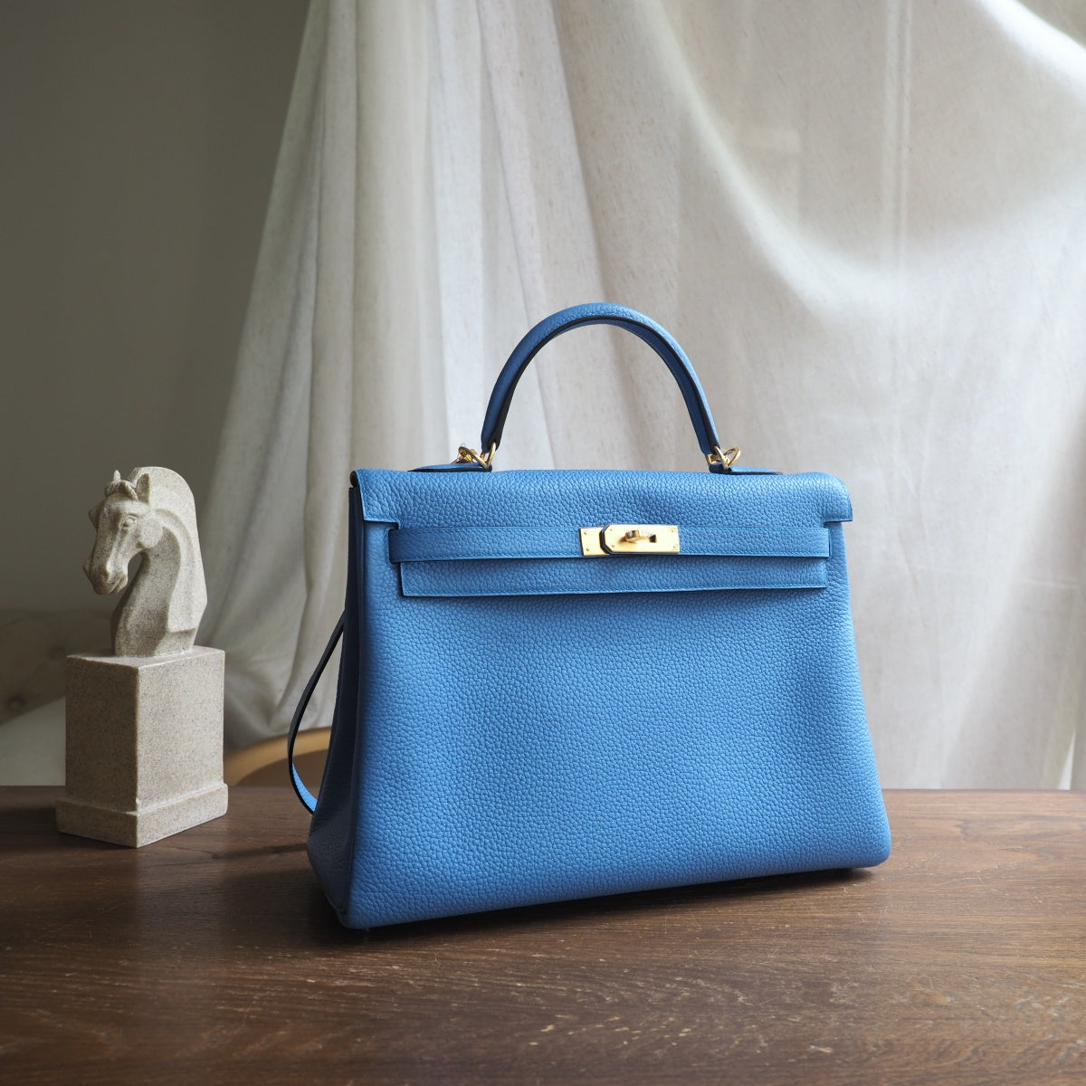 Hermes Kelly 35cm 2T/天堂蓝/Blue paradise Togo leather Gold hardware