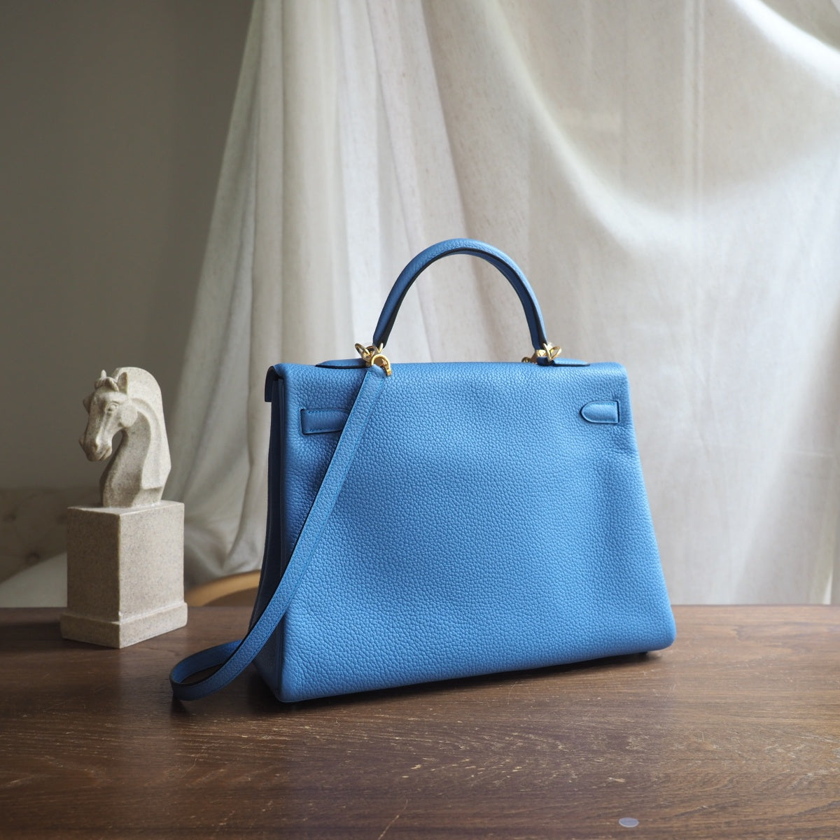 Hermes Kelly 35cm 2T/天堂蓝/Blue paradise Togo leather Gold hardware