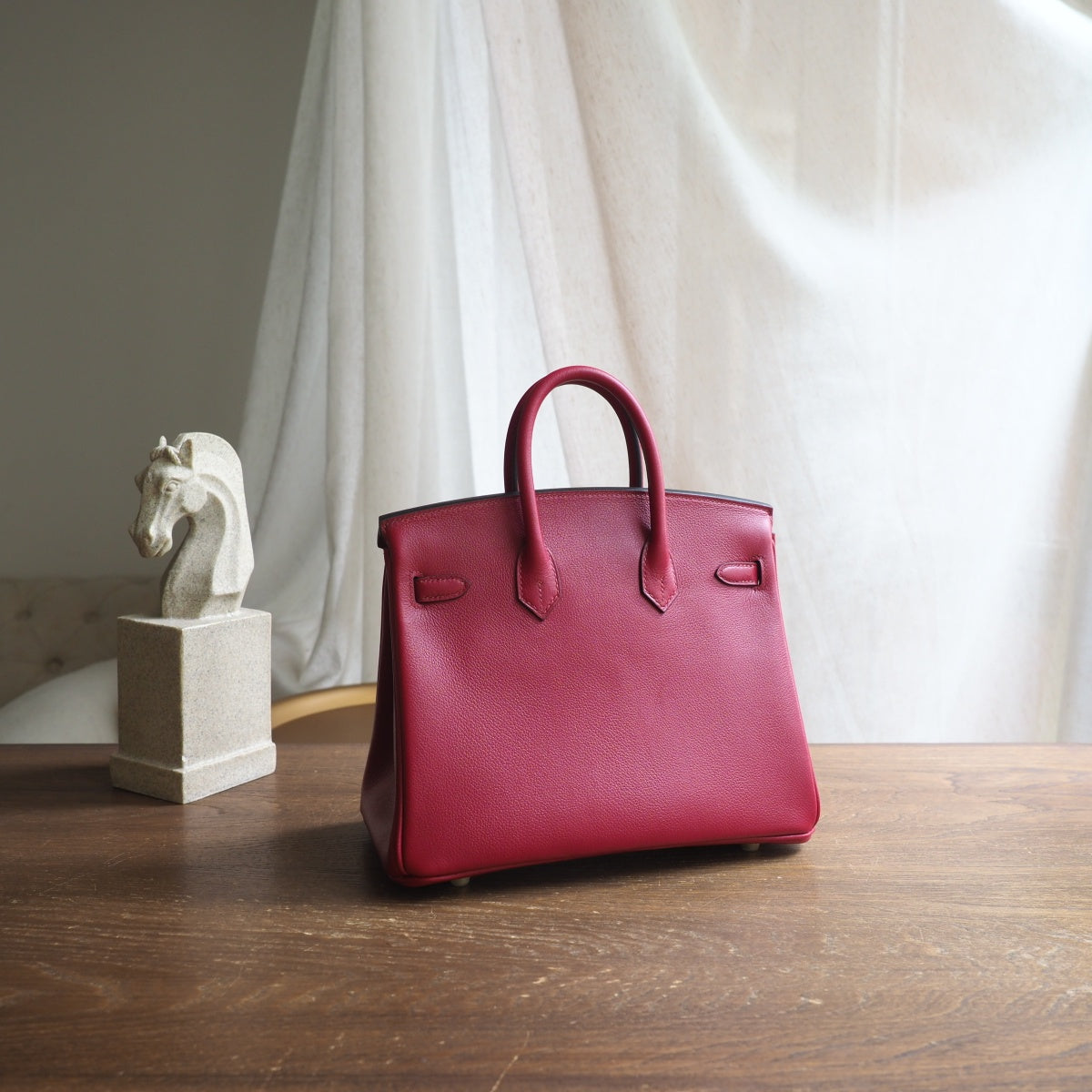 Hermes Birkin 25cm K1/石榴红/Rouge Grenat Evercolor leather Gold hardware