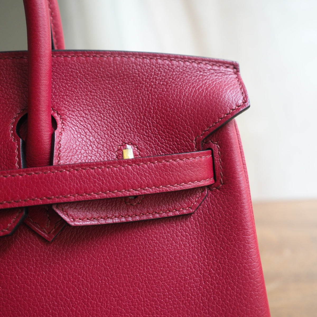 Hermes Birkin 25cm K1/石榴红/Rouge Grenat Evercolor leather Gold hardware