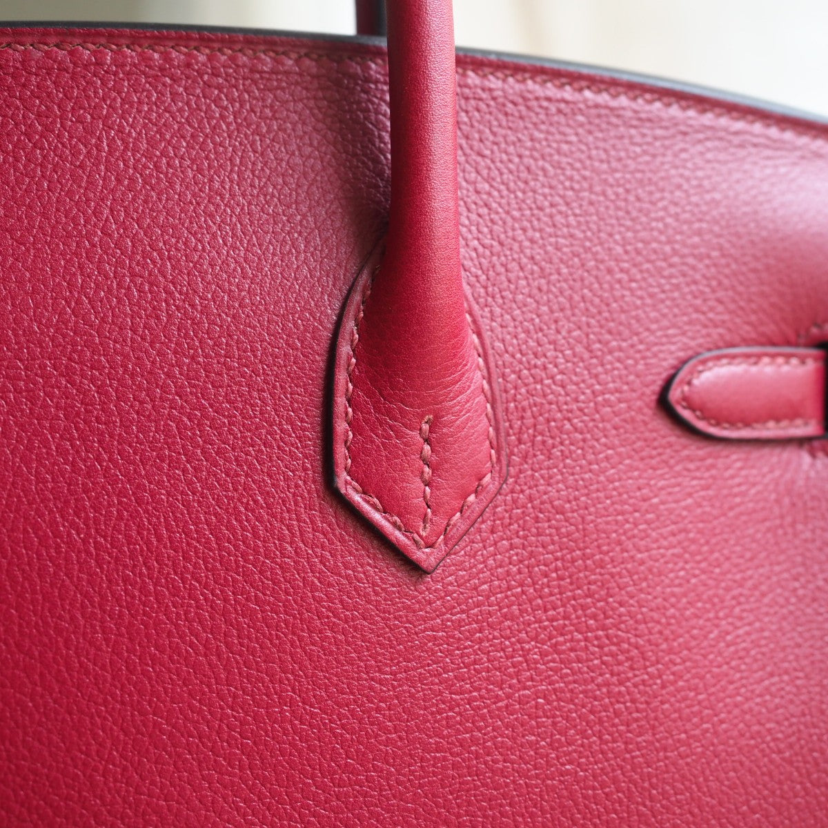 Hermes Birkin 25cm K1/石榴红/Rouge Grenat Evercolor leather Gold hardware