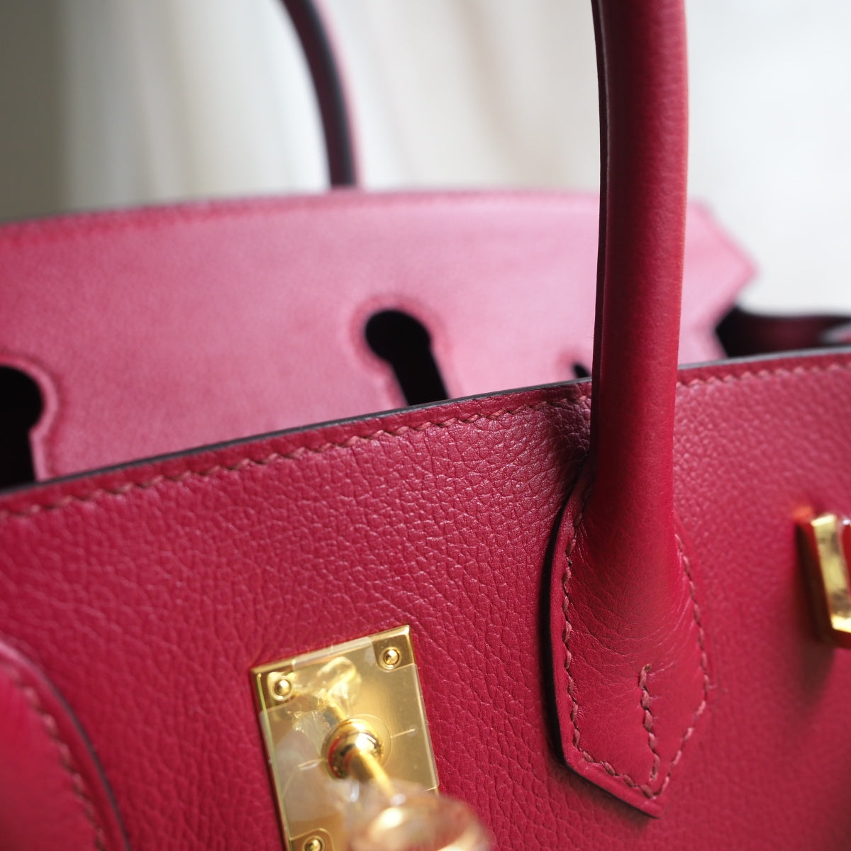 Hermes Birkin 25cm K1/石榴红/Rouge Grenat Evercolor leather Gold hardware