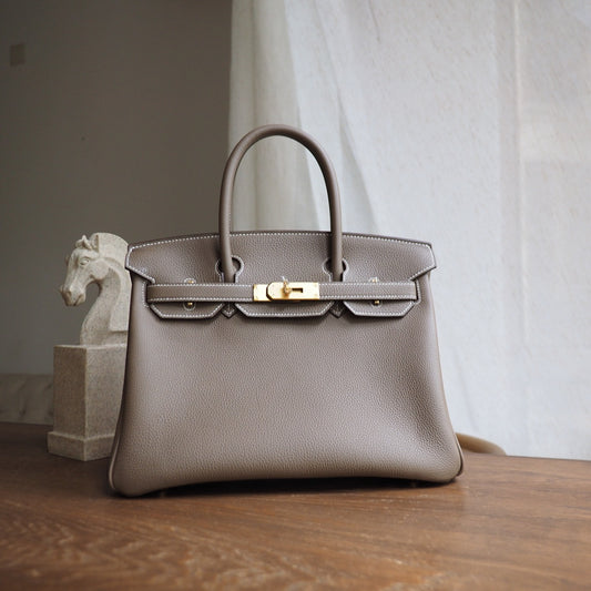 Hermes Birkin 30cm 18/大象灰/EtouPe Togo leather Gold hardware