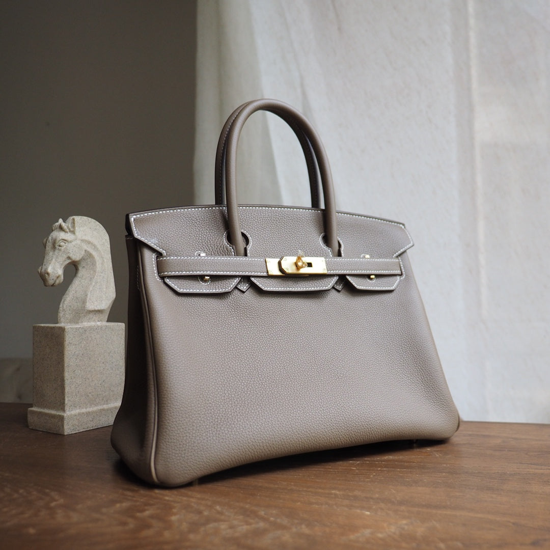 Hermes Birkin 30cm 18/大象灰/EtouPe Togo leather Gold hardware
