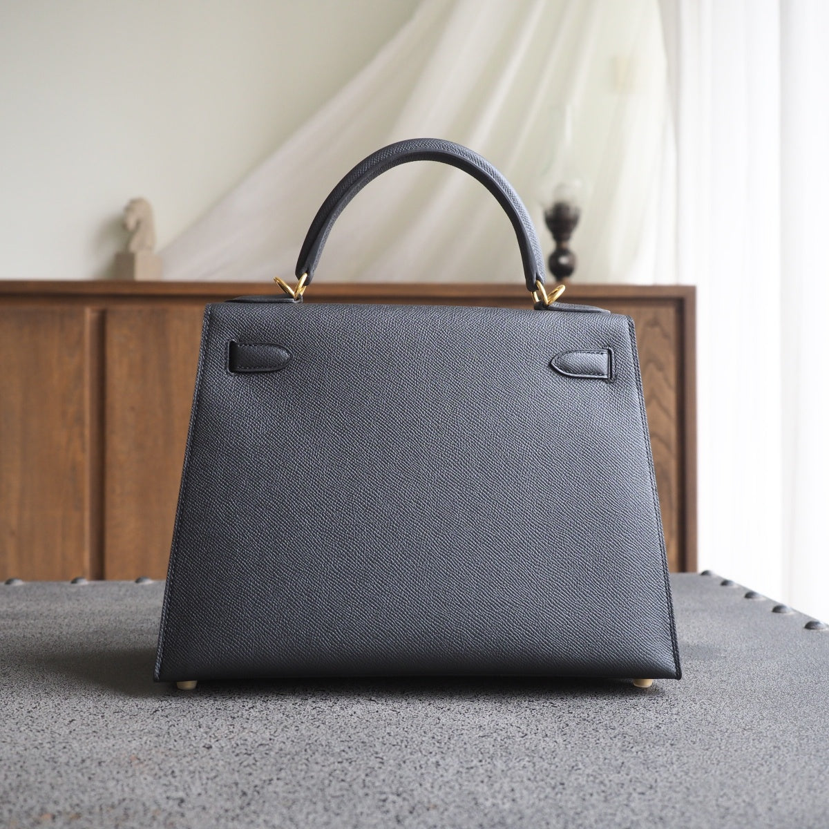Hermes Kelly 28cm 89/黑色/Noir Epsom leather Gold hardware