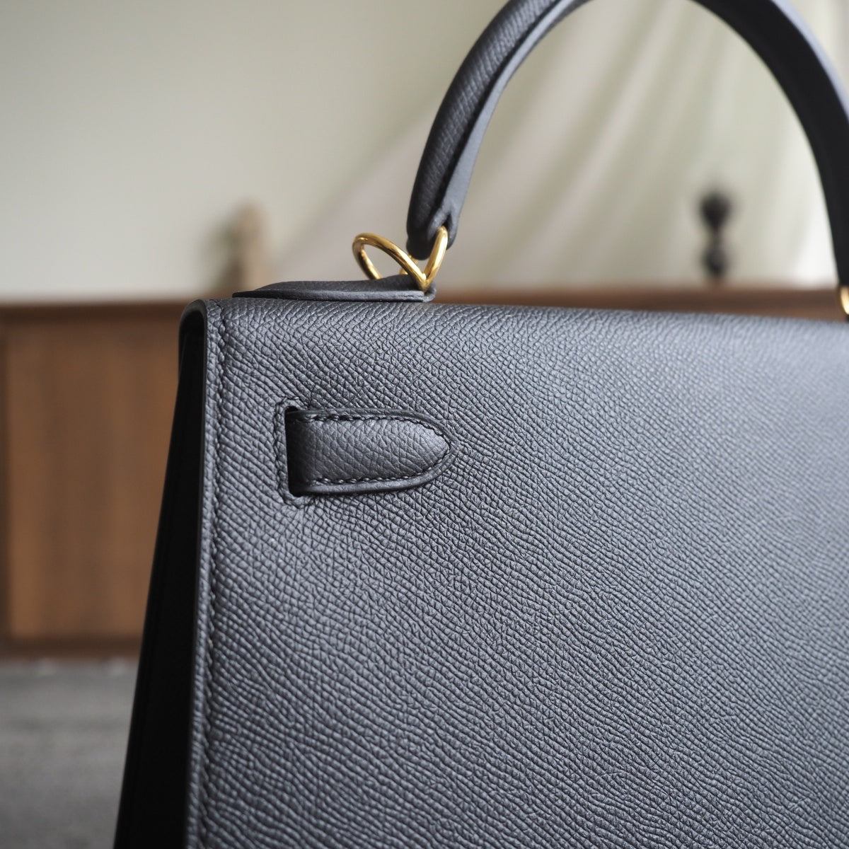 Hermes Kelly 28cm 89/黑色/Noir Epsom leather Gold hardware