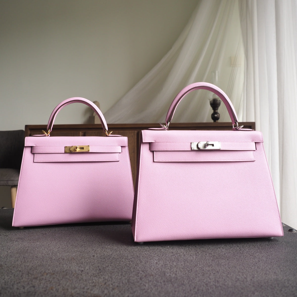 Hermes Kelly 28cm X9/锦葵紫/Mauve Sylvestre Epsom leather Gold hardware