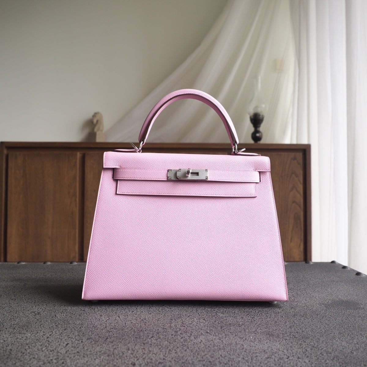Hermes Kelly 28cm X9/锦葵紫/Mauve Sylvestre Epsom leather Gold hardware
