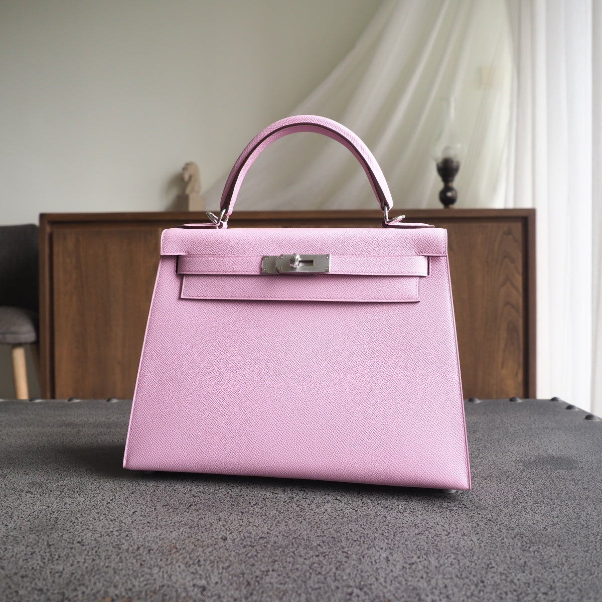 Hermes Kelly 28cm X9/锦葵紫/Mauve Sylvestre Epsom leather Gold hardware
