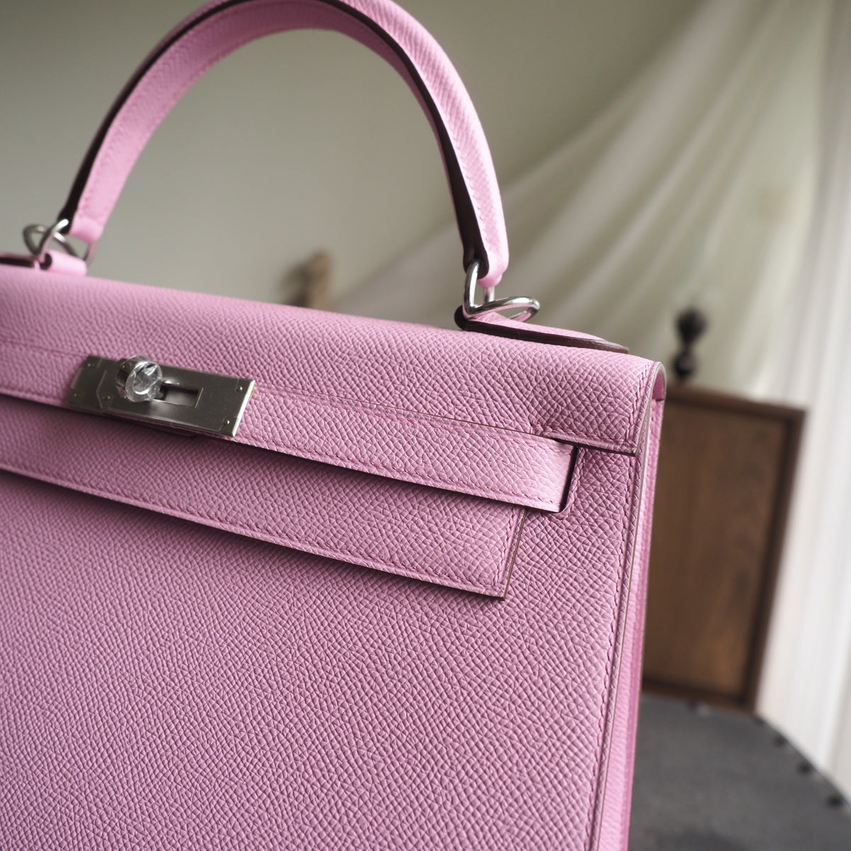 Hermes Kelly 28cm X9/锦葵紫/Mauve Sylvestre Epsom leather Gold hardware