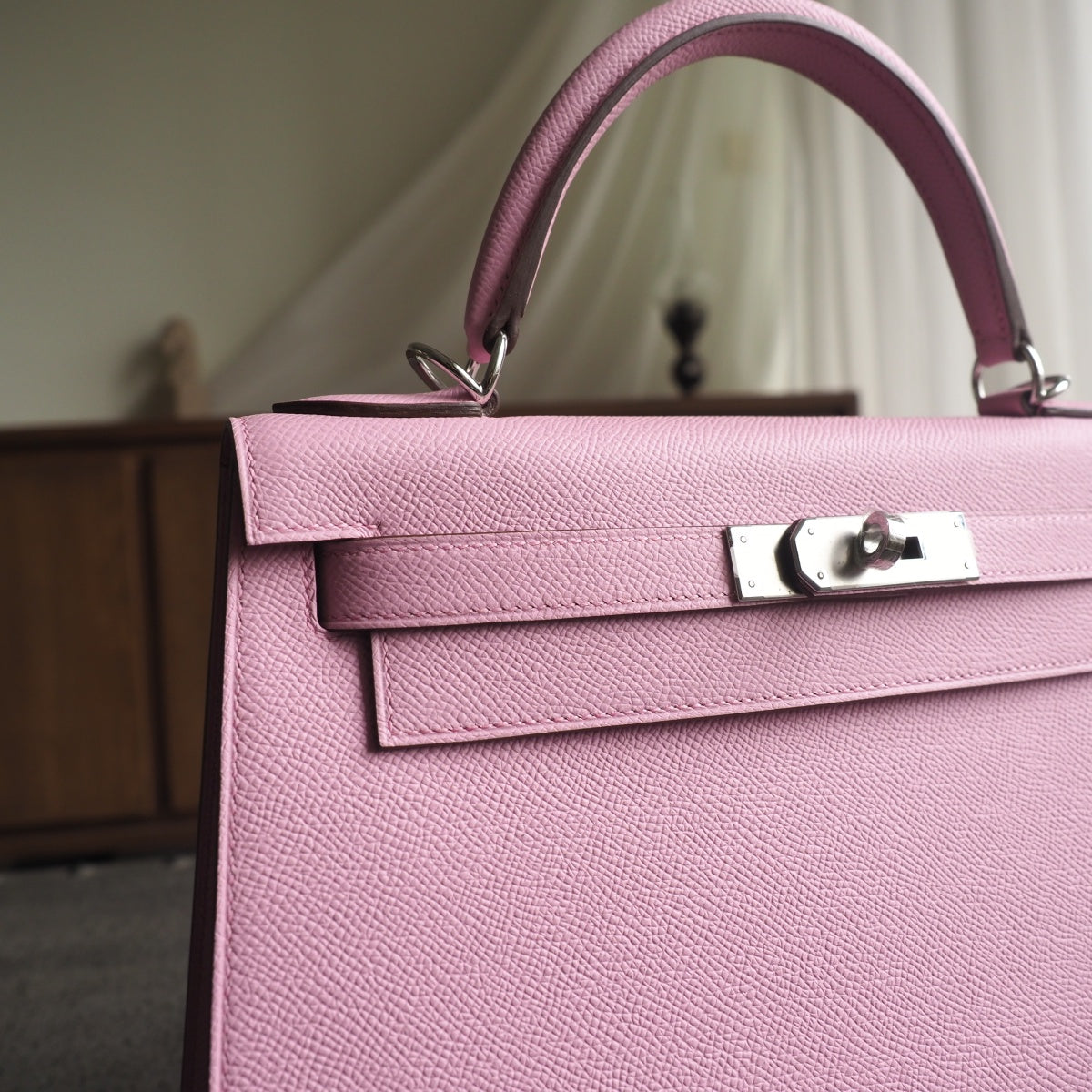 Hermes Kelly 28cm X9/锦葵紫/Mauve Sylvestre Epsom leather Gold hardware