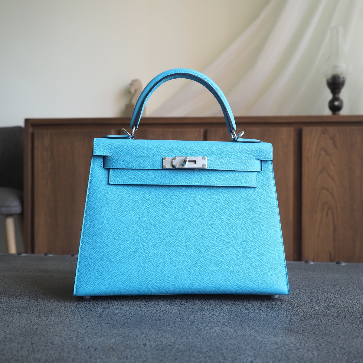 Hermes Kelly 28cm P3/北方蓝/Blue du nord Epsom leather Palladium hardware